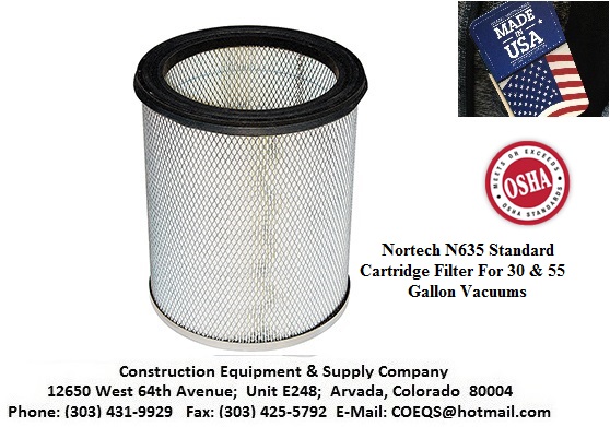 Nortech N635 Standard Cartridge Filter For 30 55 Gallon Vacuums